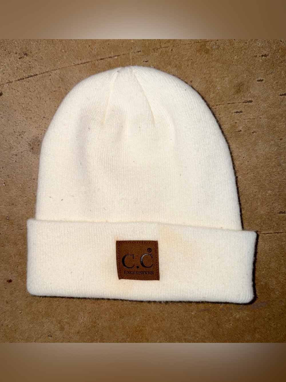 C & C California Knit Ribbed Cuff Beanie Ivory O/S